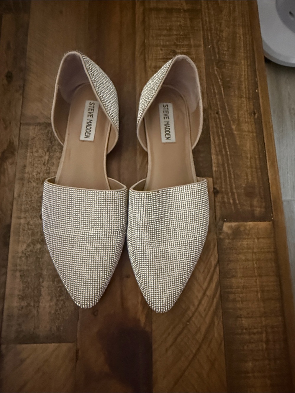 Steve Madden Champagne Crystal-Embellished Pointed D'Orsay Flats - Picture 3 of 5